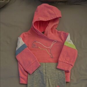 Puma Kids Coral and Gray Hoodie